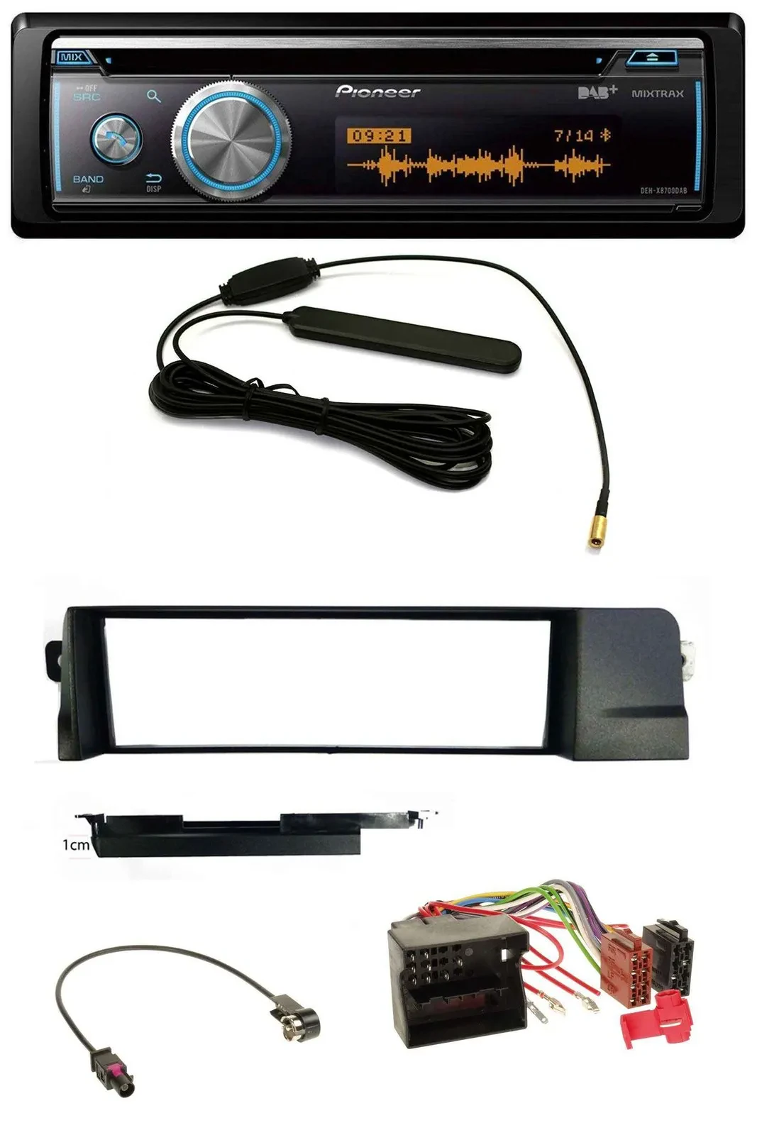 Автомагнитола Pioneer CD/USB/Bluetooth/DAB/MP3 для BMW 3 Series E46, разъём Quadlock