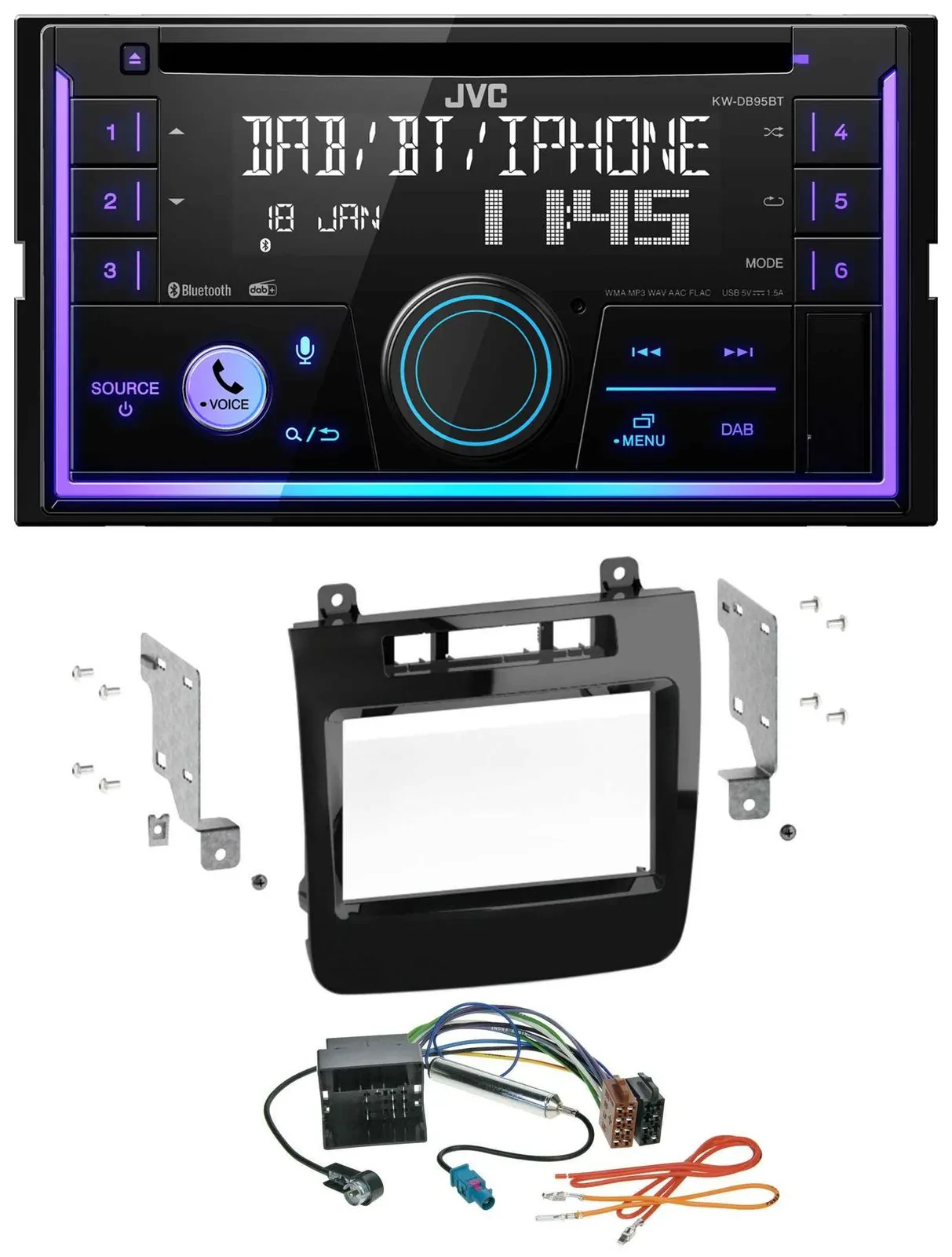 JVC MP3 USB 2DIN DAB Bluetooth CD Autoradio für VW Touareg (2010-2014)