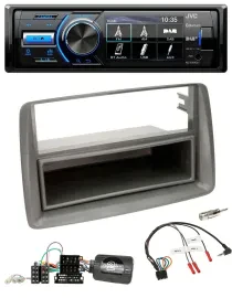 JVC Bluetooth Lenkrad USB DAB Autoradio für Fiat Panda 169 2007-2012 grau