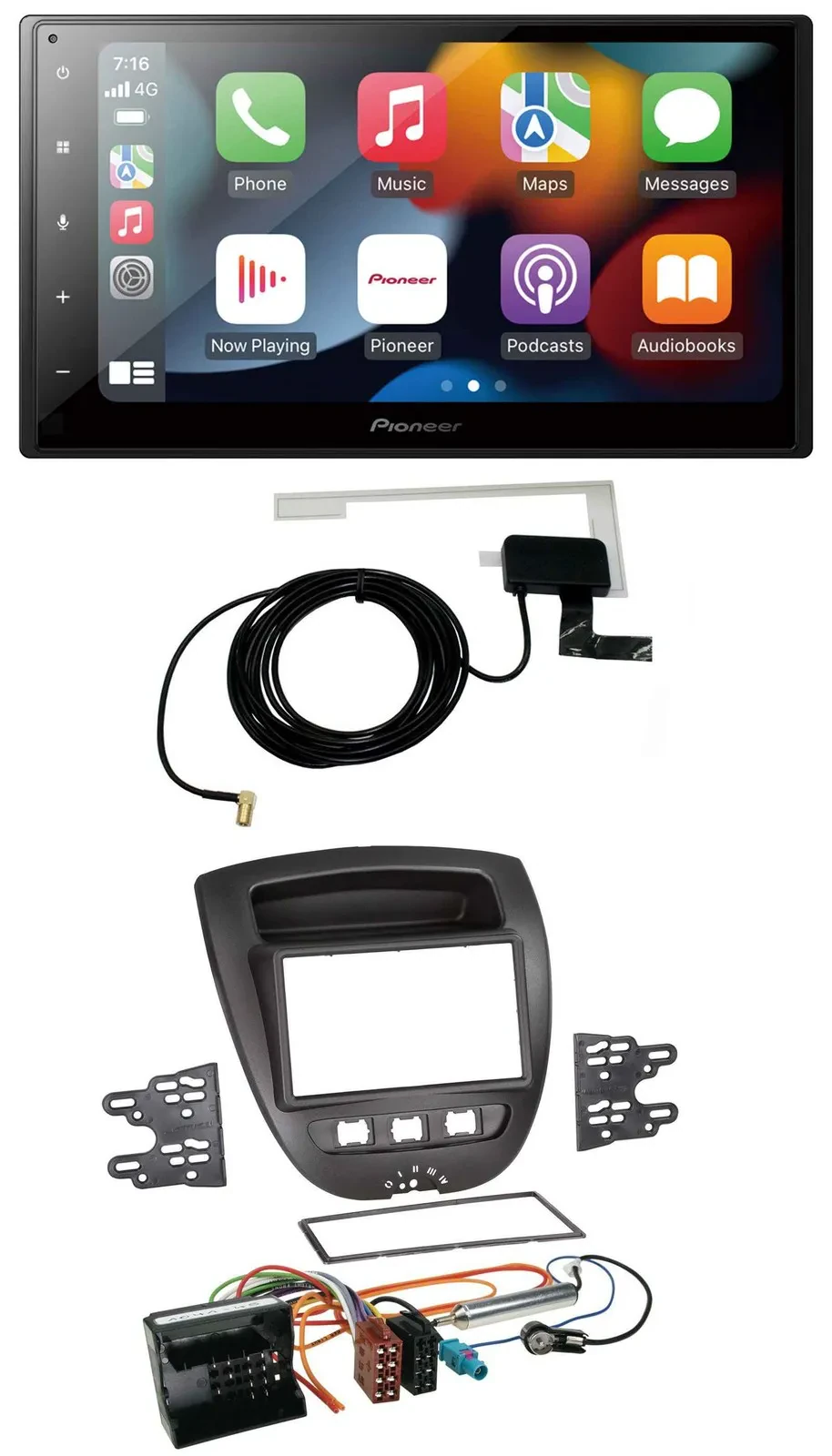 Pioneer MP3 USB Bluetooth DAB 2DIN Autoradio für Citroen C1 Peugeot 107 Toyota A