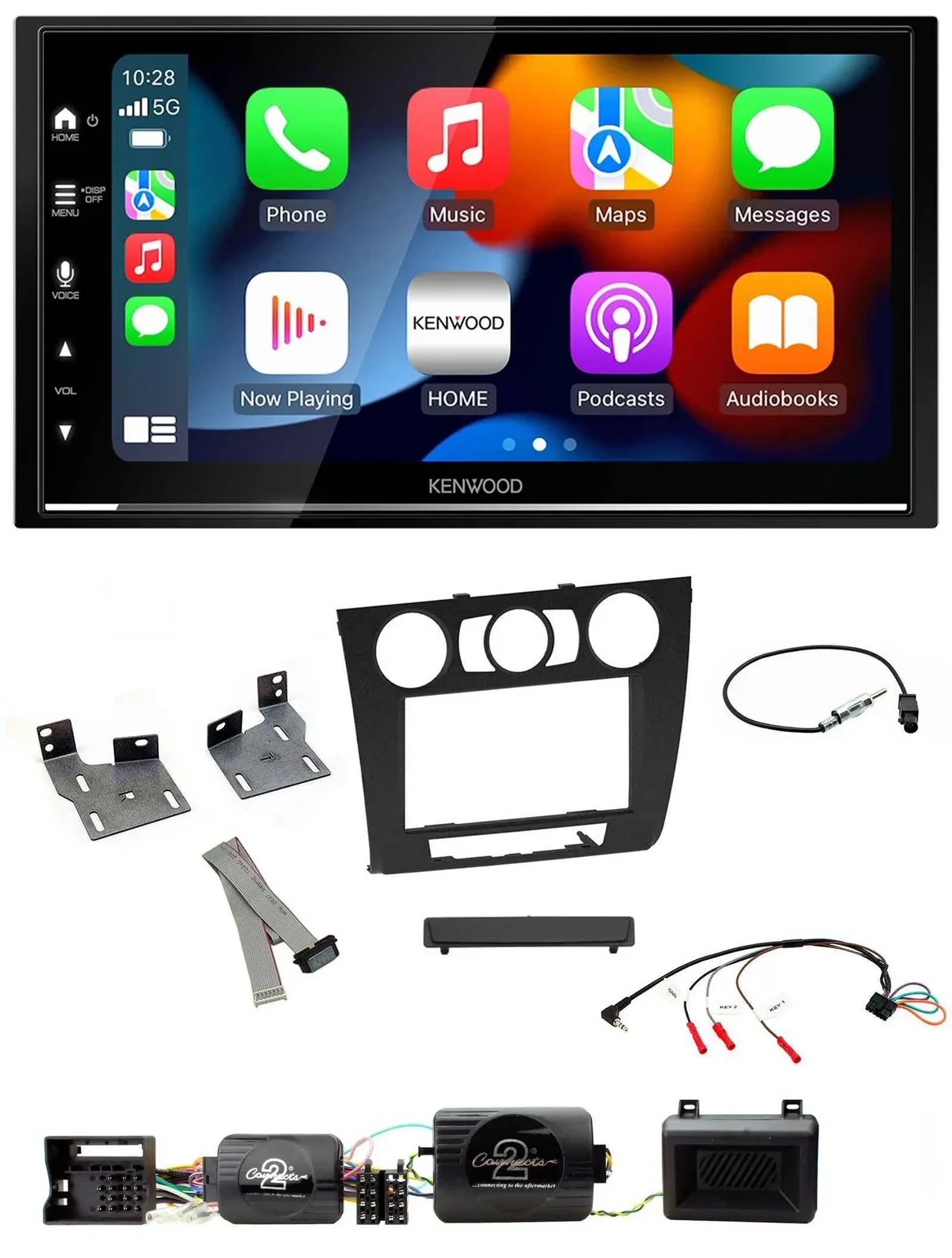 Kenwood DAB USB Bluetooth 2DIN Lenkrad Autoradio für BMW 1er PDC man. Klima E87/