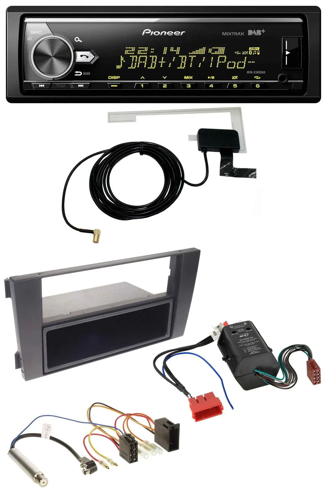 Автомагнитола Pioneer Bluetooth DAB USB MP3 для Audi A6 (C5) 2001–2005, совместима с Bose (активная)