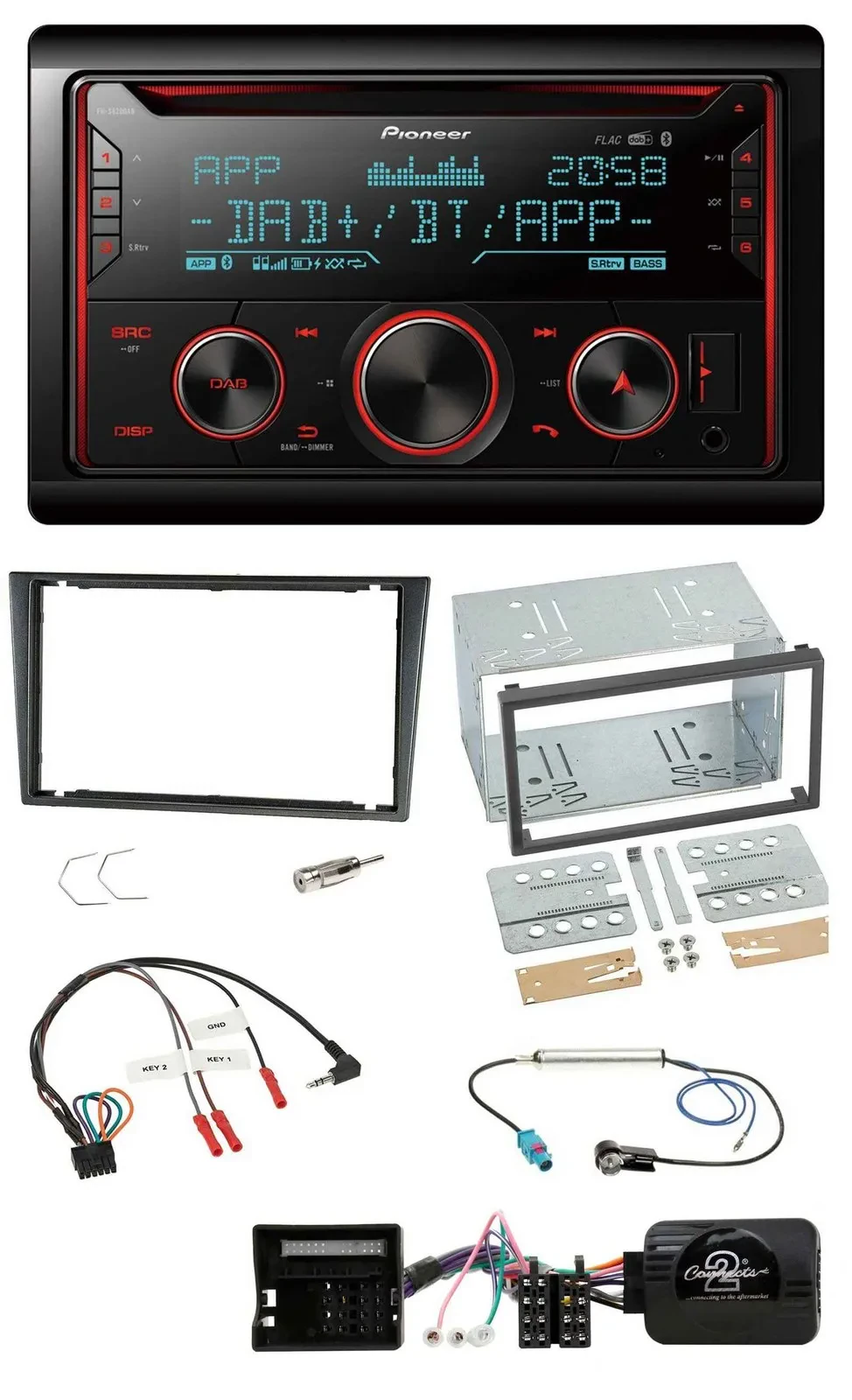 Автомагнитола Pioneer 2DIN, DAB, Bluetooth, USB, CD для Opel Tigra, Corsa C, Meriva