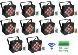 10) Rockville BEST PAR 60 Rechargeable Par Can Wash Lights Wireless DMX+RGBWA+UV