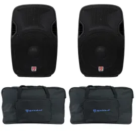 (2) Rockville SPGN158 15" 3200W DJ PA Speakers 8-Ohm+Weatherproof Speaker Bags