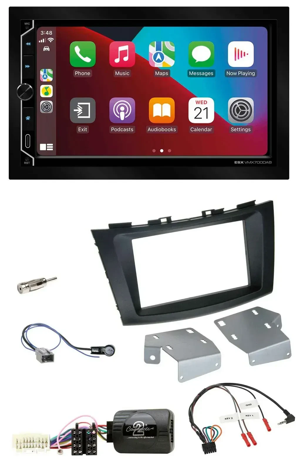 Автомагнитола ESX 2-DIN DAB USB Bluetooth для Suzuki Swift (с 2011), с поддержкой управления на руле