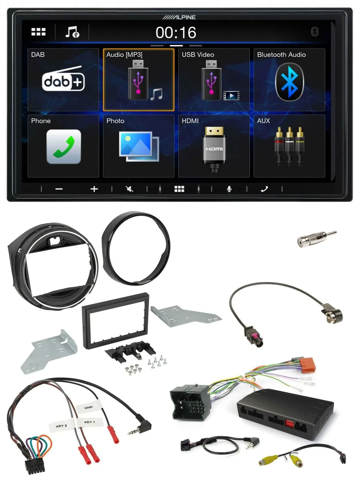 Alpine Bluetooth 2DIN Lenkrad DAB USB Autoradio für BMW Mini F55/F56 2013-2016 s