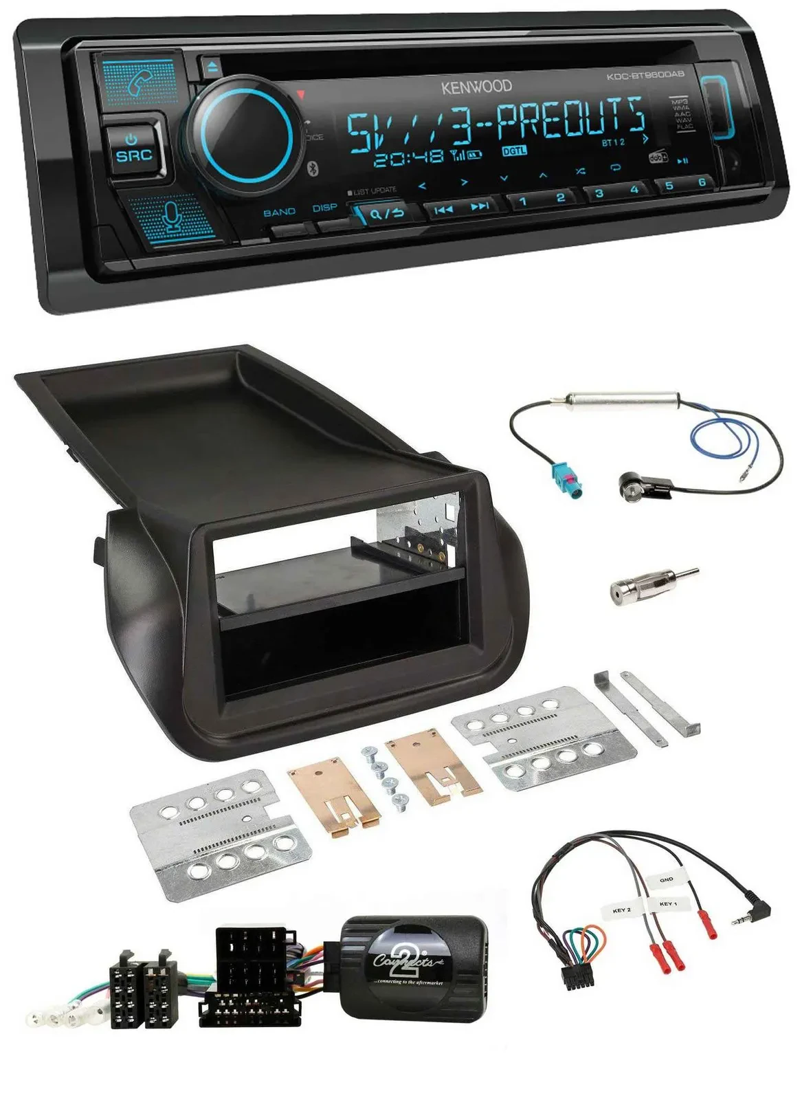 Kenwood Bluetooth USB CD Lenkrad DAB Autoradio für Citroen Nemo Peugeot Bipper a