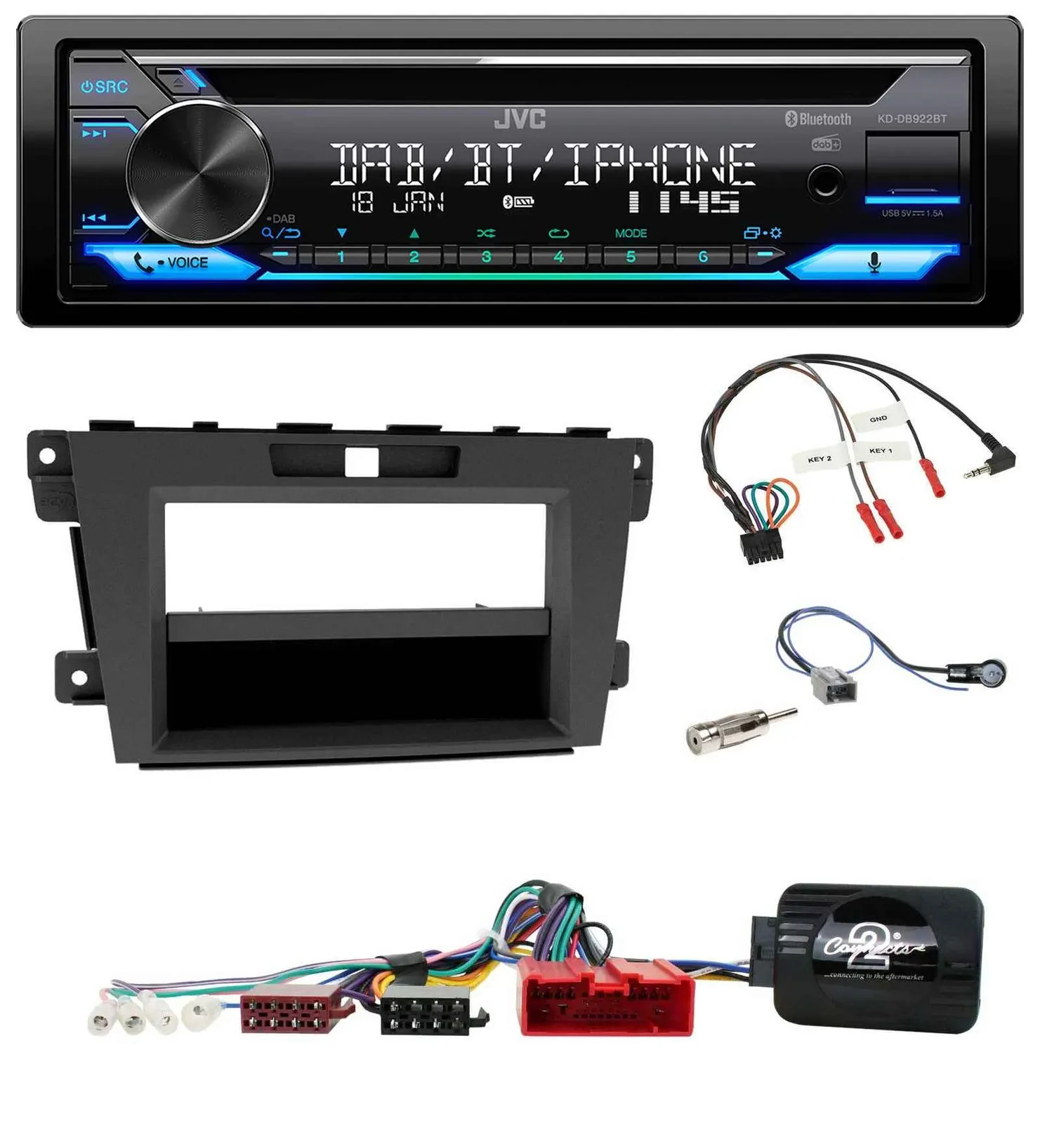 Автомагнитола JVC Bluetooth USB DAB CD для Mazda CX-7 (2009–2013)