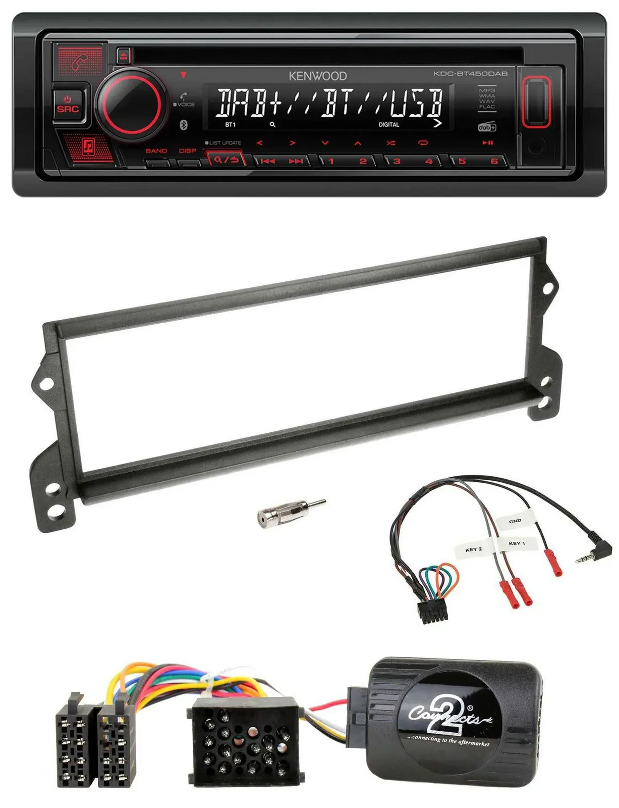 Kenwood Lenkrad CD USB Bluetooth DAB Autoradio für Mini (2001-2002)