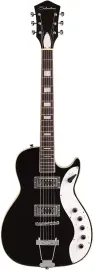 Silvertone Classic 1423-BGF Solid-Body Electric Guitar, Black/Gold flake