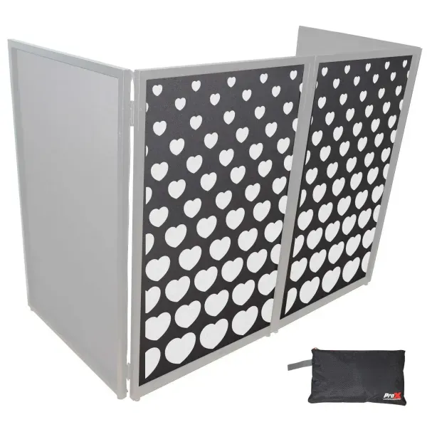 ProX XF-SHEARTSQ1X2 Stepped Hearts White on Black DJ Facade Scrims Pair idjnow