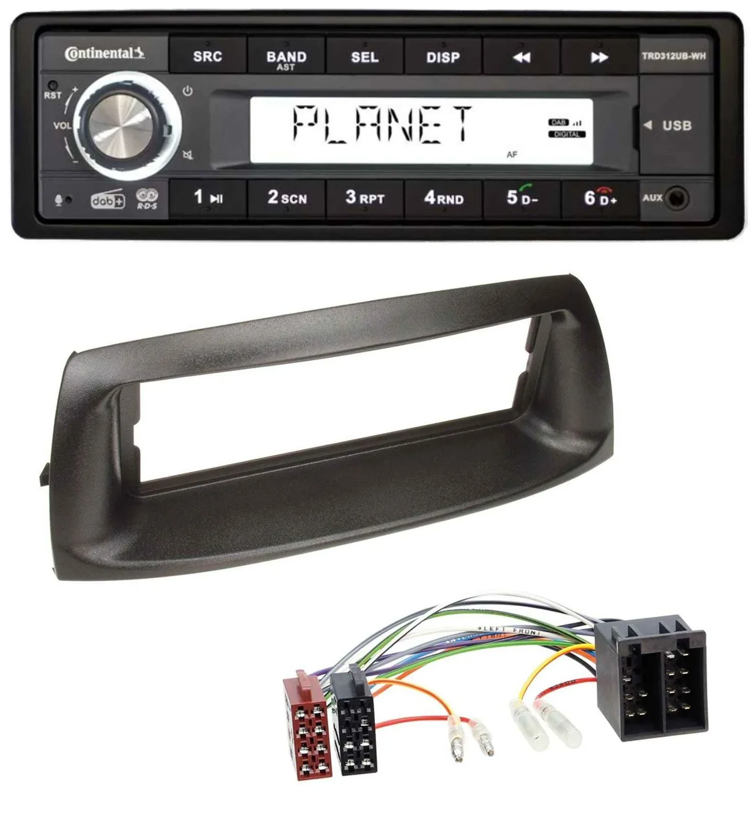 Continental USB 1DIN AUX DAB MP3 Autoradio für Fiat Punto (188, 1999-2005)