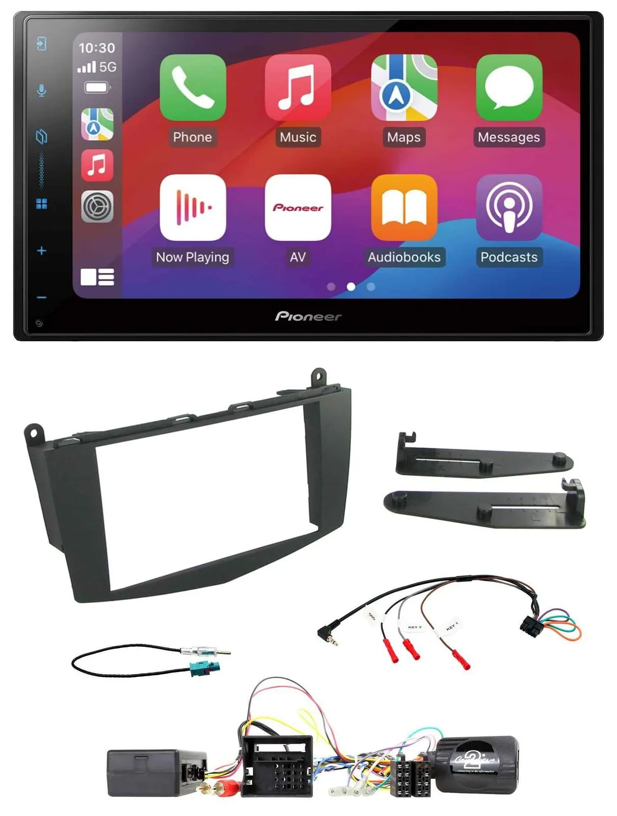 Pioneer DAB USB Lenkrad Bluetooth 2DIN Autoradio für Mercedes C W204 Aktivsystem