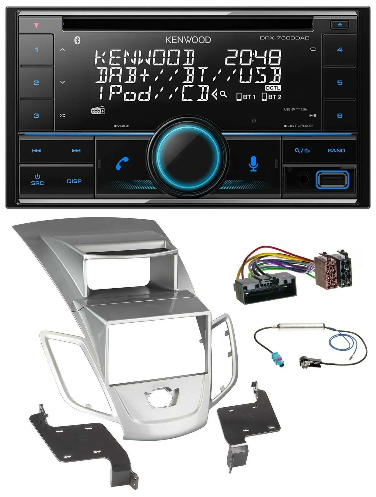 Автомагнитола для Ford Fiesta (2010–2017) Kenwood 2-DIN, CD, DAB, USB, MP3, Bluetooth