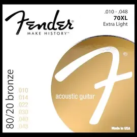 Струны для акустической гитары Fender Strings New Acoustic 70xl 80/20 Brnz Ball End