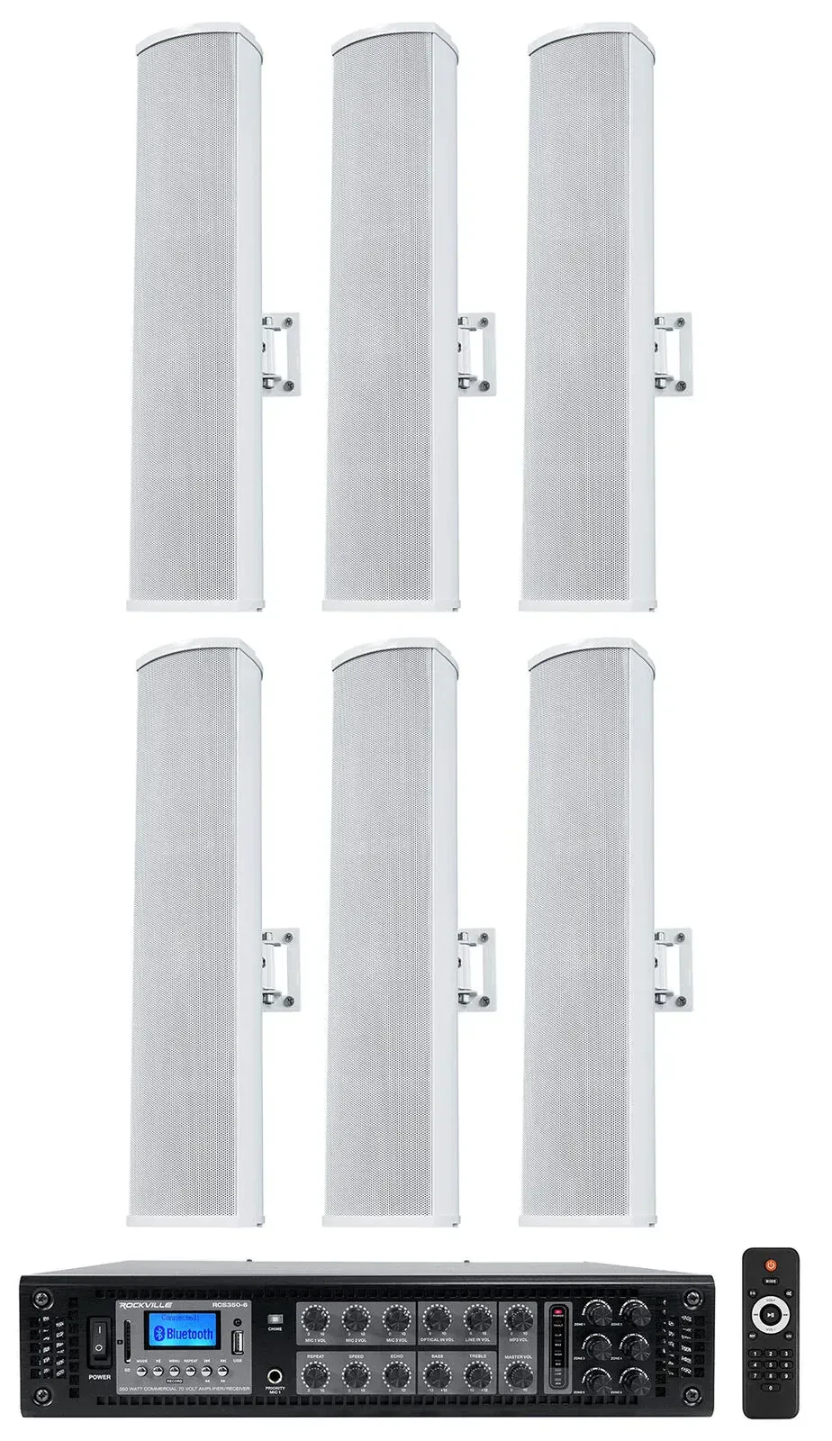 Настенная акустика Rockville WET ARRAY 4 White с усилителем (6 штук)