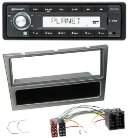 Автомагнитола для Opel Corsa C Continental 1-DIN USB, AUX, MP3, ISO, алюминий (2000–2004)