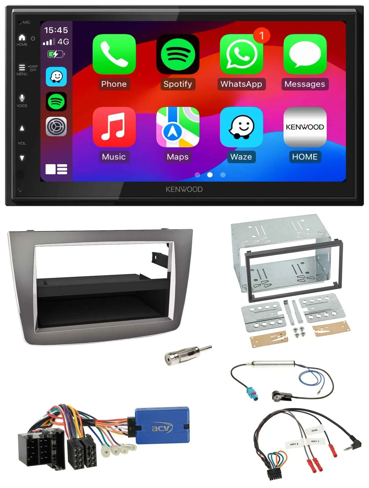 Автомагнитола Kenwood 2DIN USB DAB Bluetooth для Alfa Romeo Mito (2013–2018), с поддержкой кнопок на руле