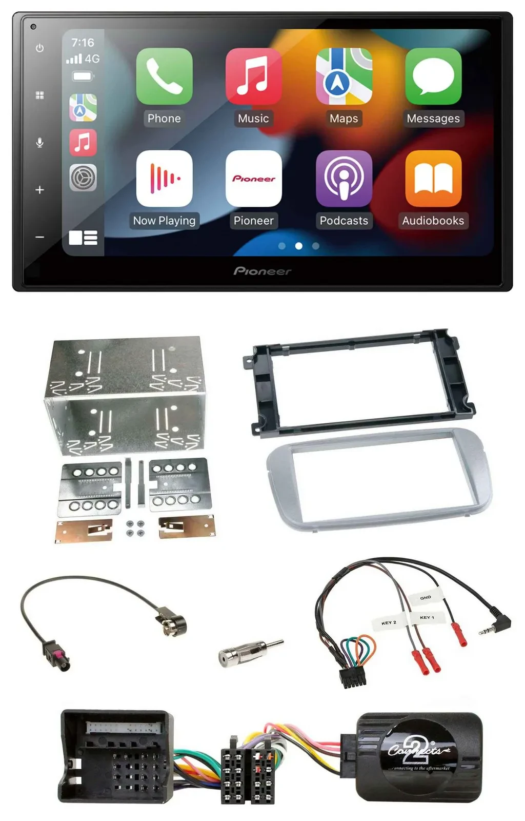 Pioneer DAB Bluetooth 2DIN USB Lenkrad Autoradio für Ford Galaxy C Max Focus Pro
