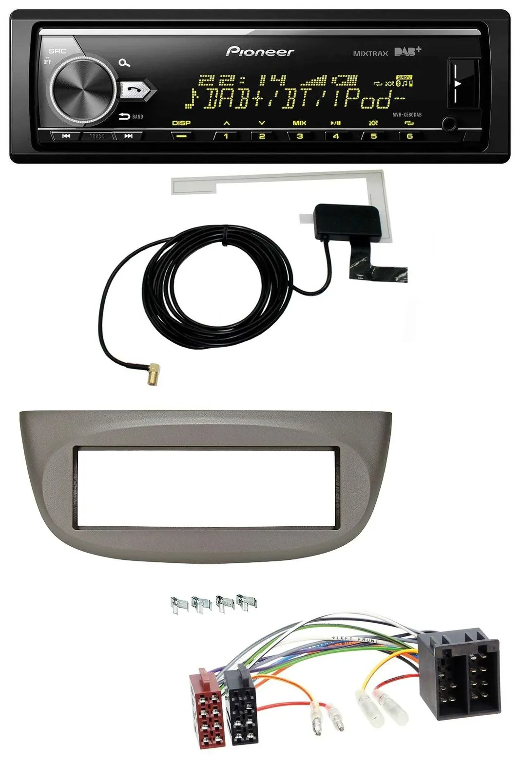 Pioneer Bluetooth DAB USB MP3 Autoradio für Renault Twingo 07-12 beige-grau