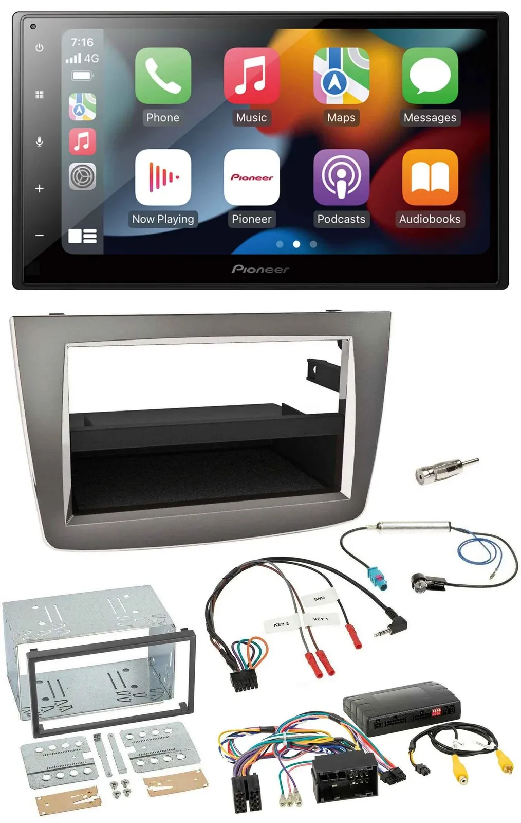 Pioneer DAB Bluetooth 2DIN USB Lenkrad Autoradio für Alfa Romeo Mito silber 14-1