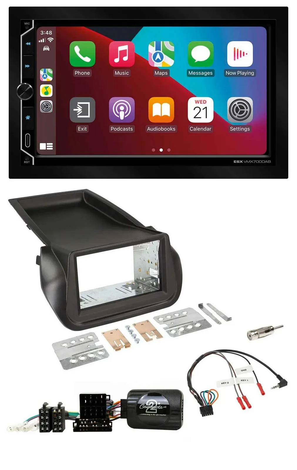 ESX 2DIN DAB USB Lenkrad Bluetooth Autoradio für Citroen Nemo Fiat Fiorino Peuge