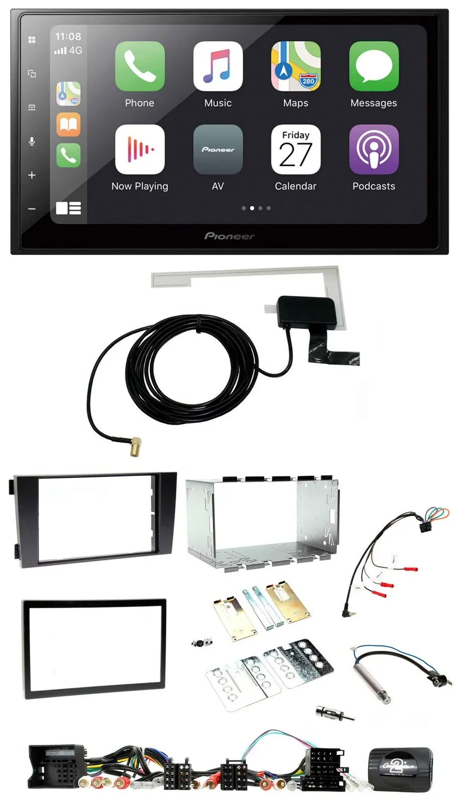 Автомагнитола Pioneer 2-DIN, USB, Bluetooth, DAB, для Audi A6 C5 (2001–2004)