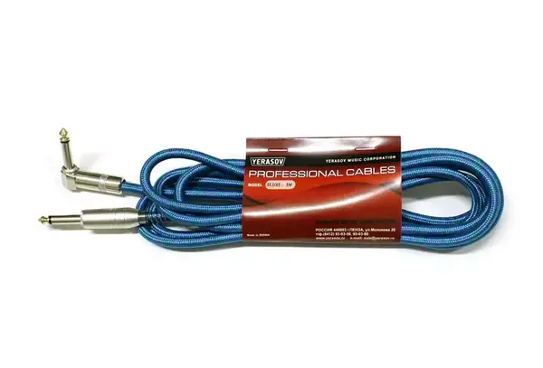 Инструментальный кабель Yerasov 3LUXE-3m-BL 3м, прямой/угловой, синий
