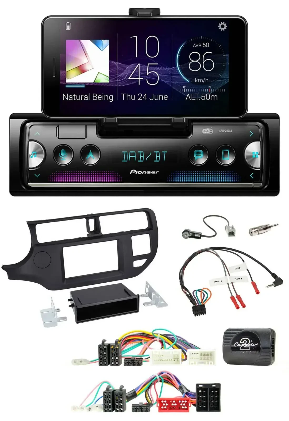 Автомагнитола Pioneer для Kia Rio UB (2011–2015), Bluetooth, DAB, USB, черная