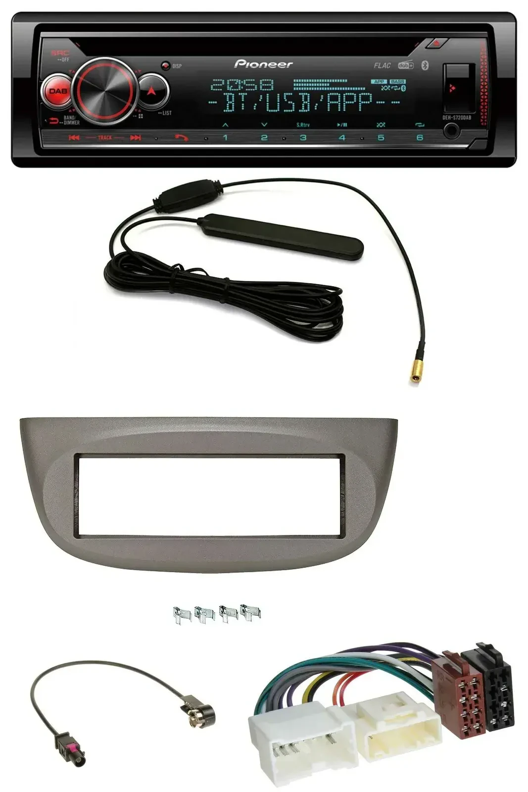 Автомагнитола Pioneer USB DAB MP3 Bluetooth CD для Renault Twingo (с 2012), бежево-серая