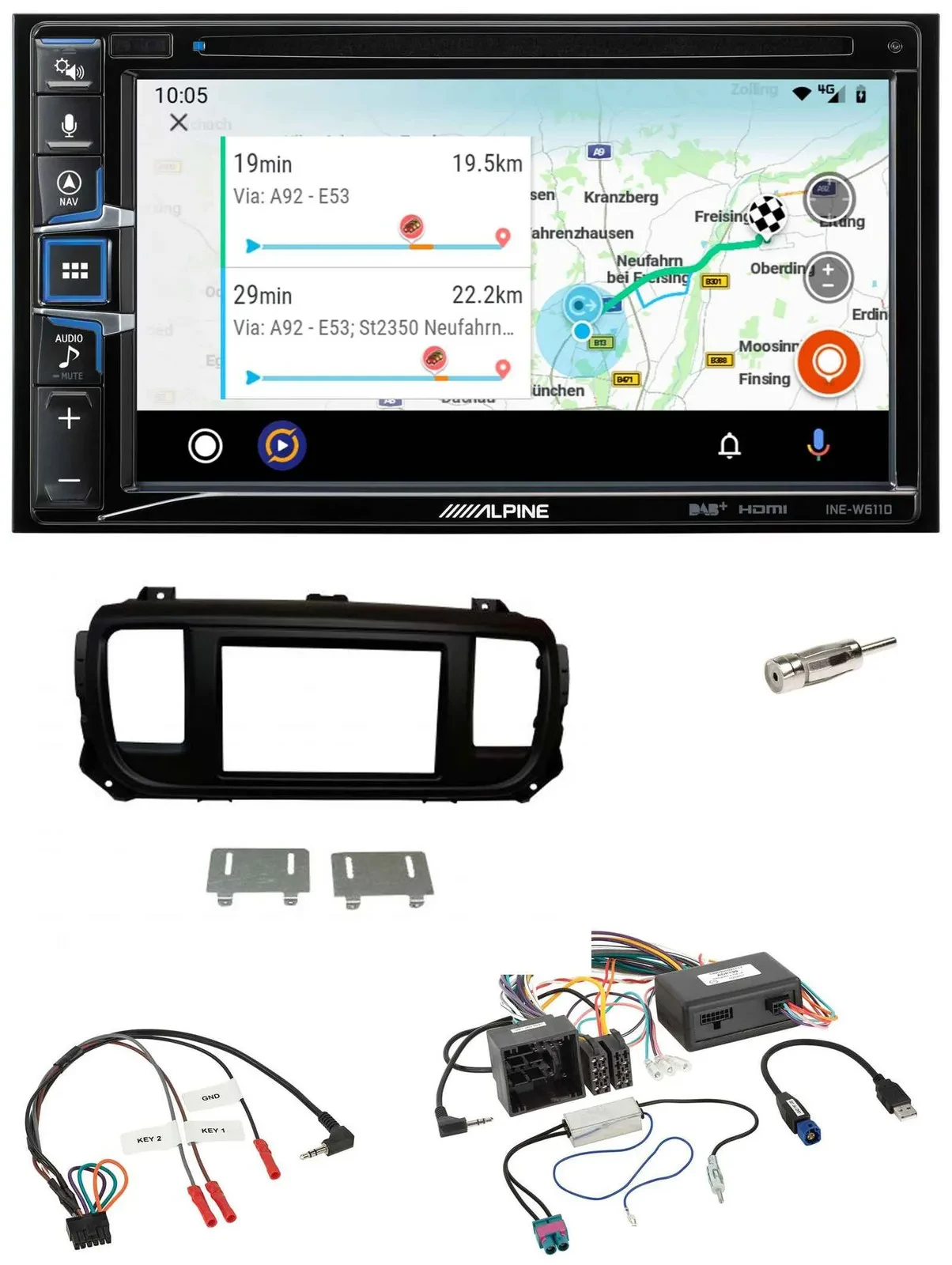 Автомагнитола Alpine 2 DIN с навигацией, Bluetooth, DAB, USB, TMC для Citroen Jumpy SpaceTourer