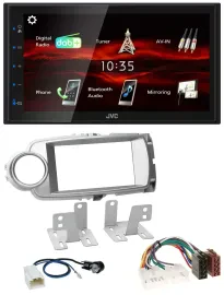 Автомагнитола для Toyota Yaris 2011–2014 JVC 2-DIN, USB, Bluetooth, MP3, DAB, серебристая