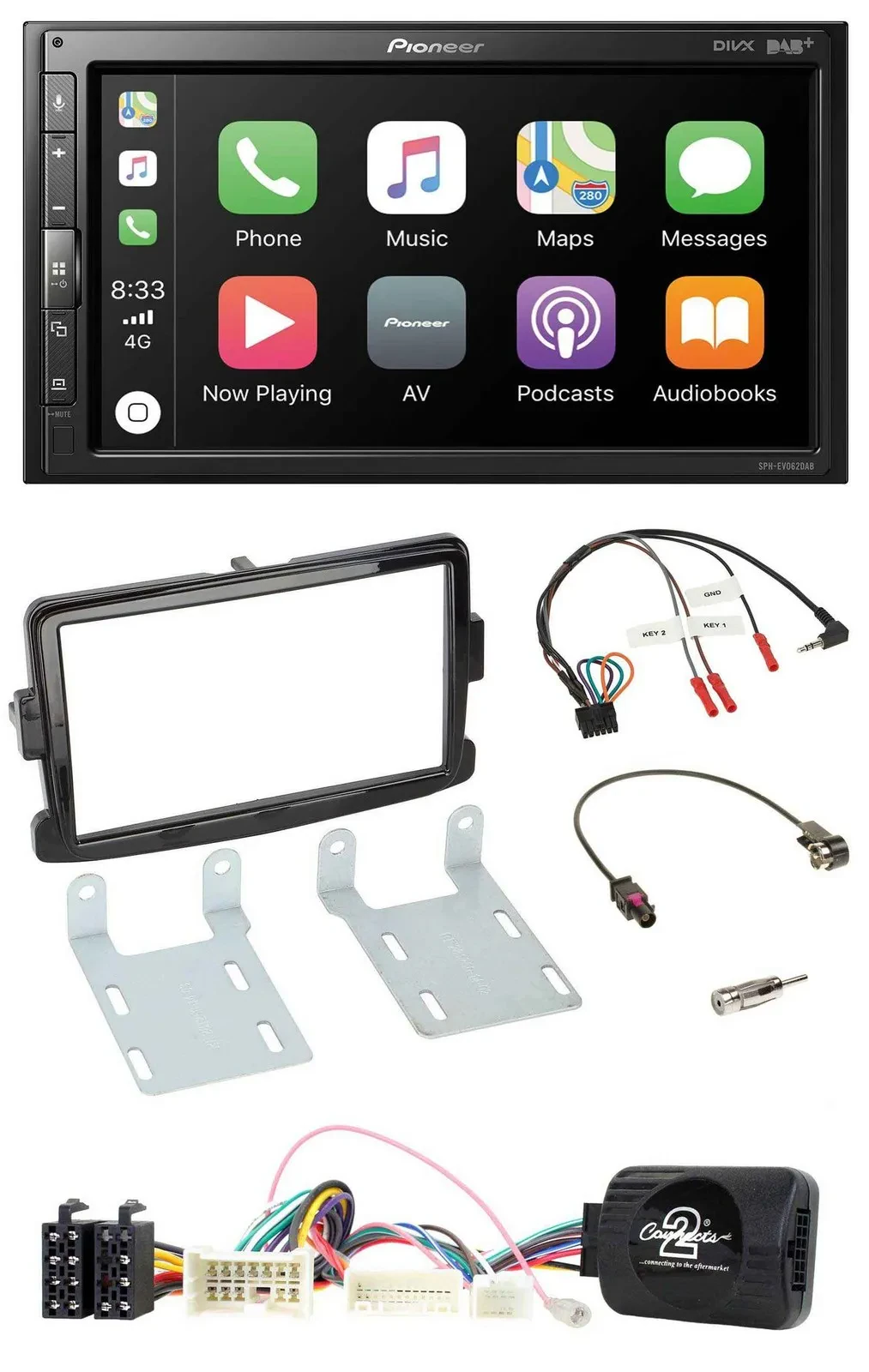 Автомагнитола Pioneer 2DIN DAB Bluetooth USB для Dacia (с 2012) черный (piano black)
