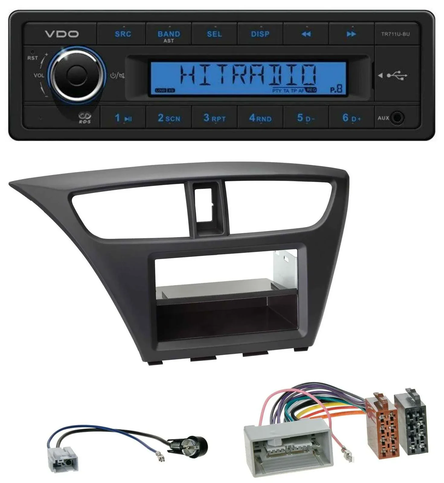 Автомагнитола VDO 1-DIN, USB, AUX, MP3, для Honda Civic (с 2012)