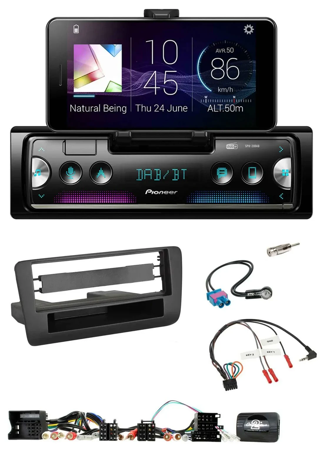 Автомагнитола Pioneer USB Bluetooth DAB для Audi A1 (2010–2019) с поддержкой управления на руле