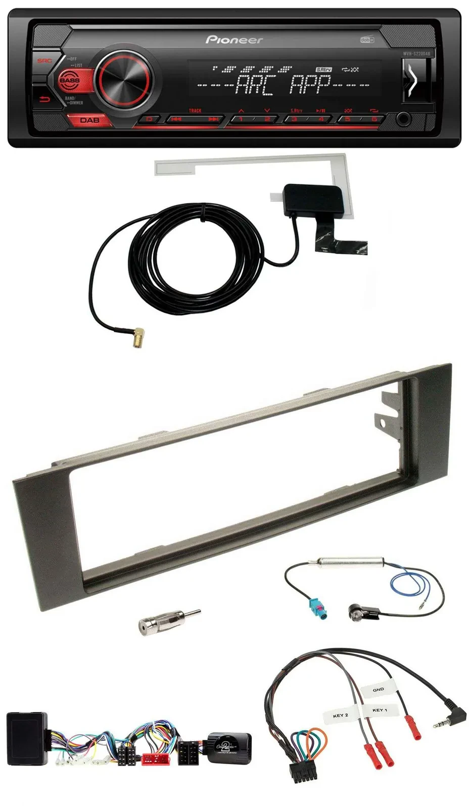 Pioneer 1DIN USB DAB MP3 Lenkrad Autoradio für Audi A3 03-06 vollaktiv