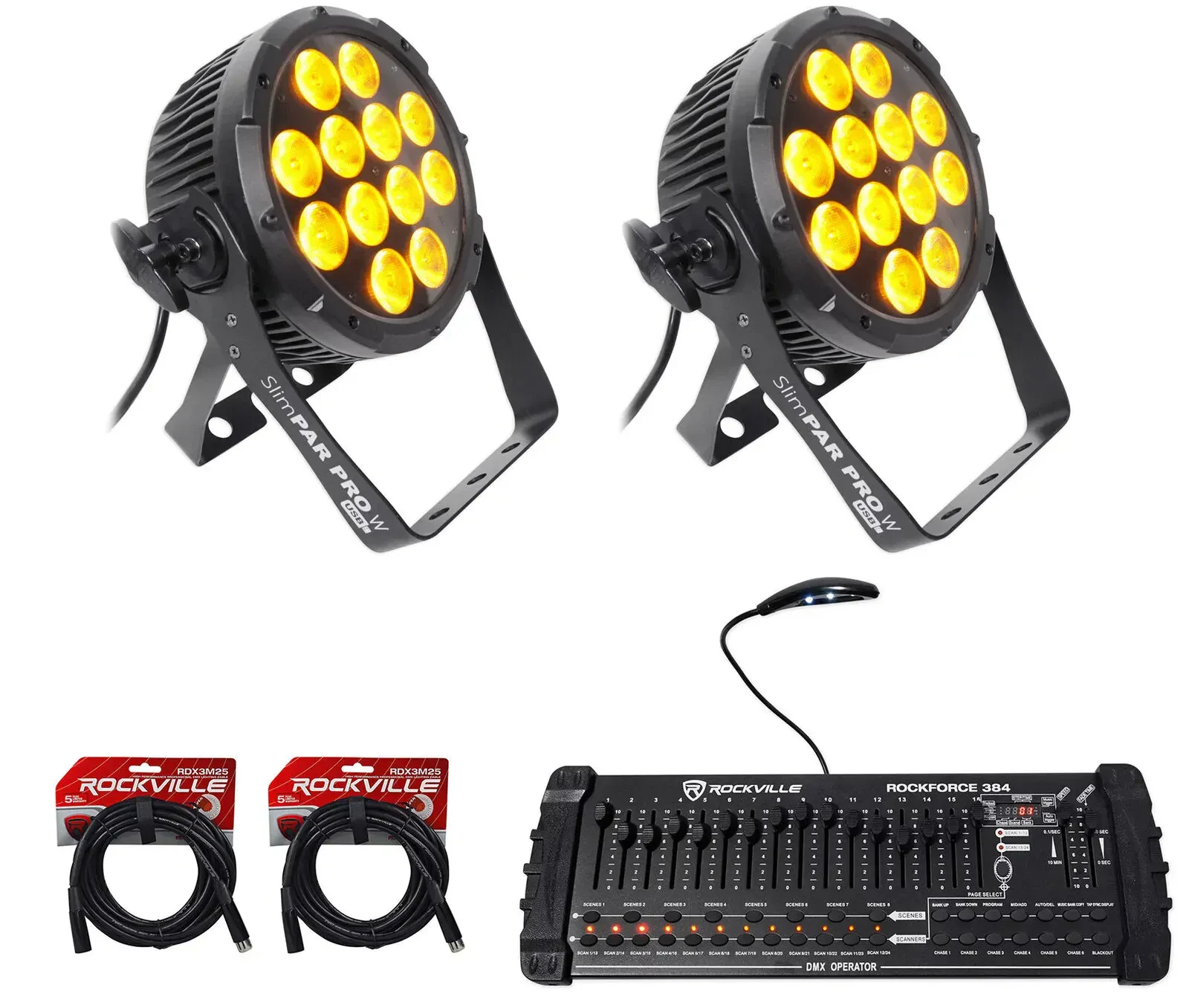 Прибор смены цвета Chauvet DJ SlimPar Pro W USB с DMX-пультом и кабелем (пара)
