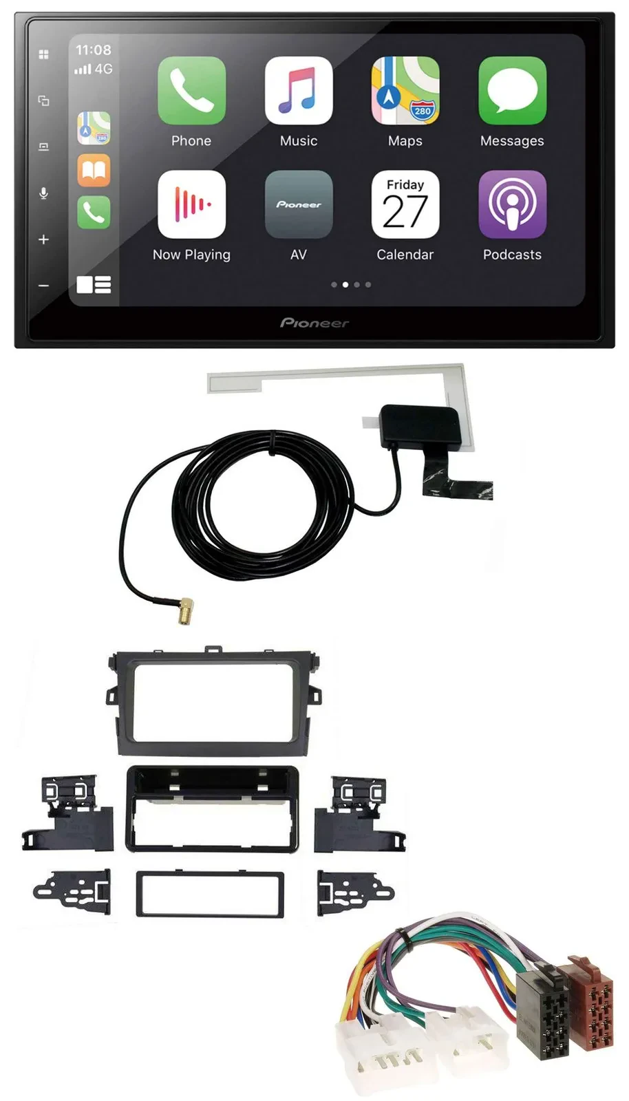 Pioneer USB MP3 2DIN Bluetooth DAB Autoradio für Toyota Corolla 2009-2013 silber