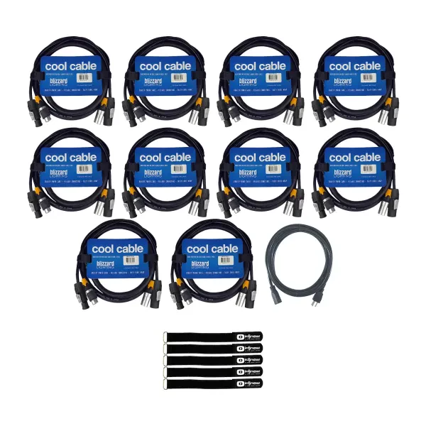 Blizzard Lighting DMXPCT-6 6FT Combo Cable 10-Pack with Extension Cord