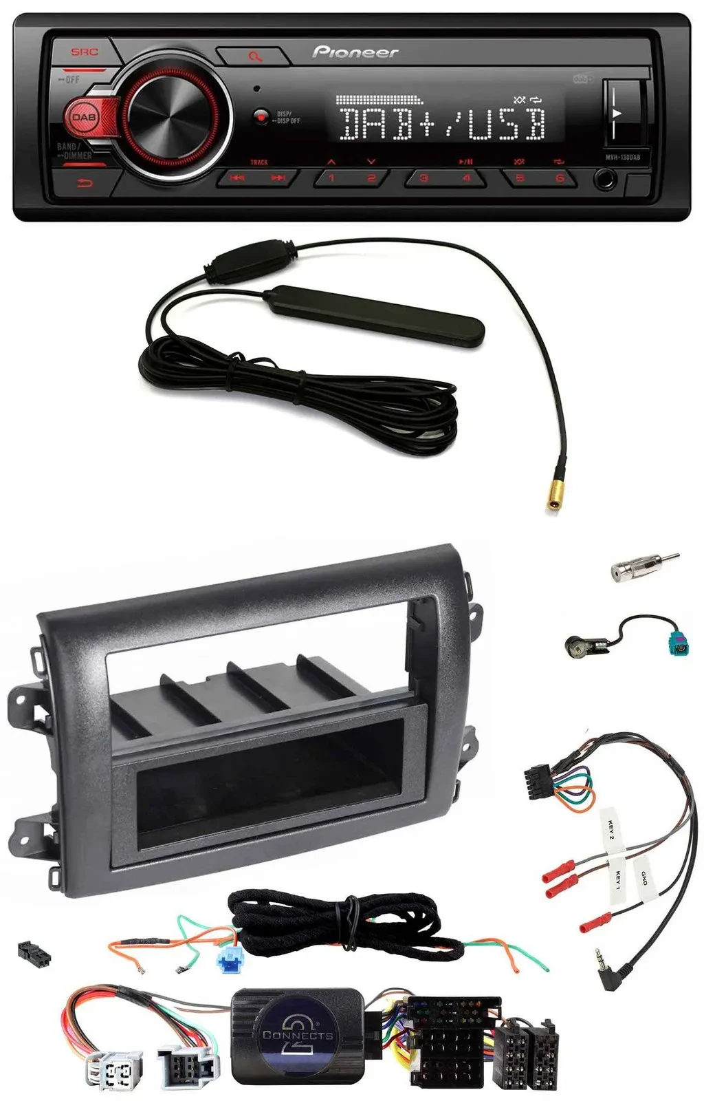 Pioneer MP3 DAB 1DIN Lenkrad USB Autoradio für Fiat Ducato Serie 8 ab 2021