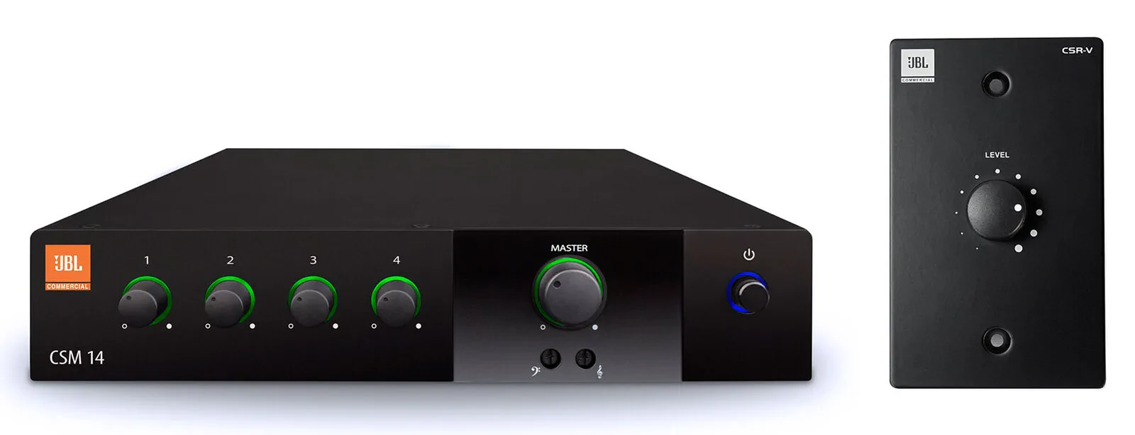 JBL CSM14 4 Input-1 Output Fanless Commercial Mixer+Black Wall Volume Controller