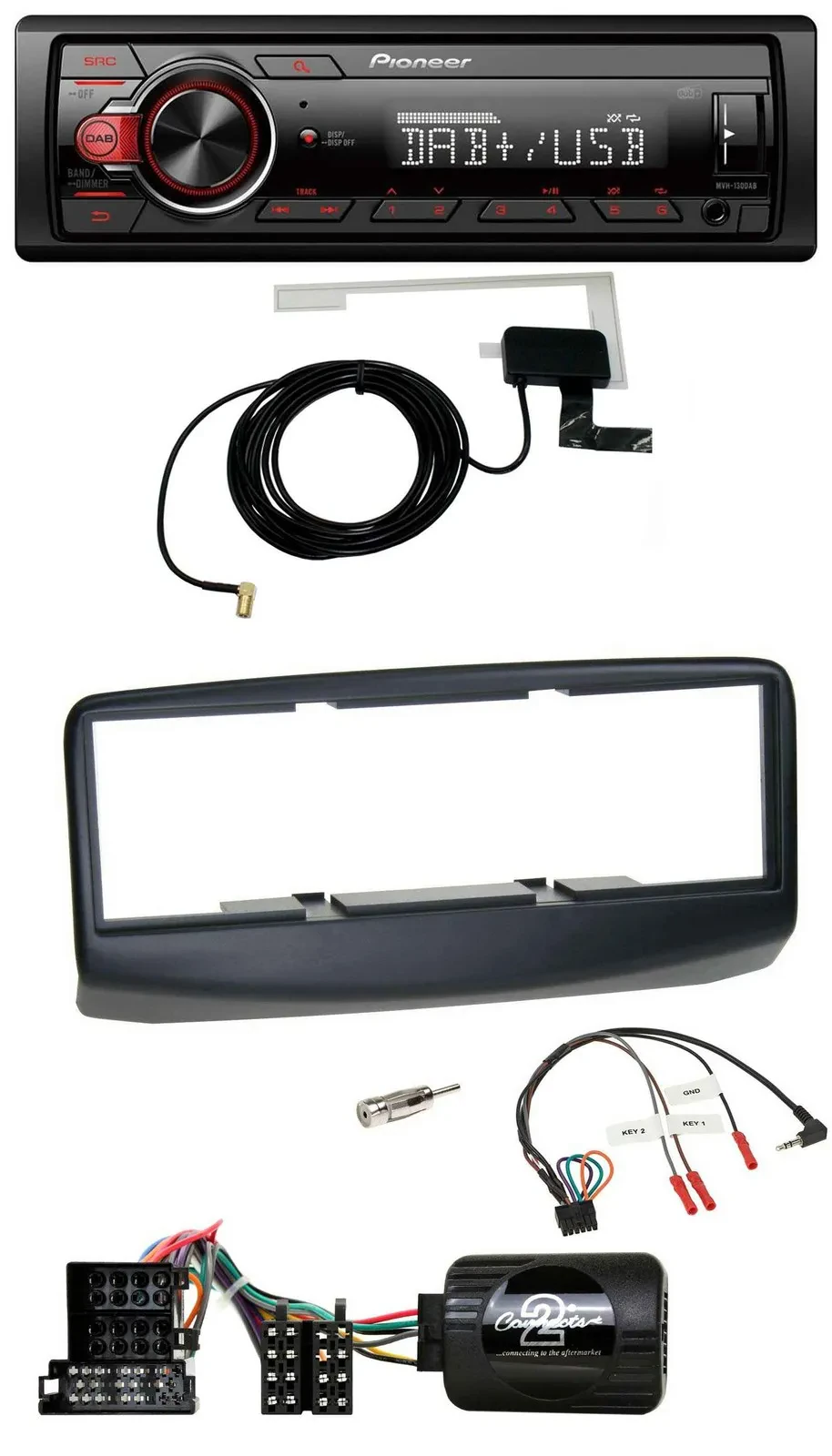 Pioneer 1DIN MP3 DAB USB Lenkrad Autoradio für Fiat Multipla 2006-2010