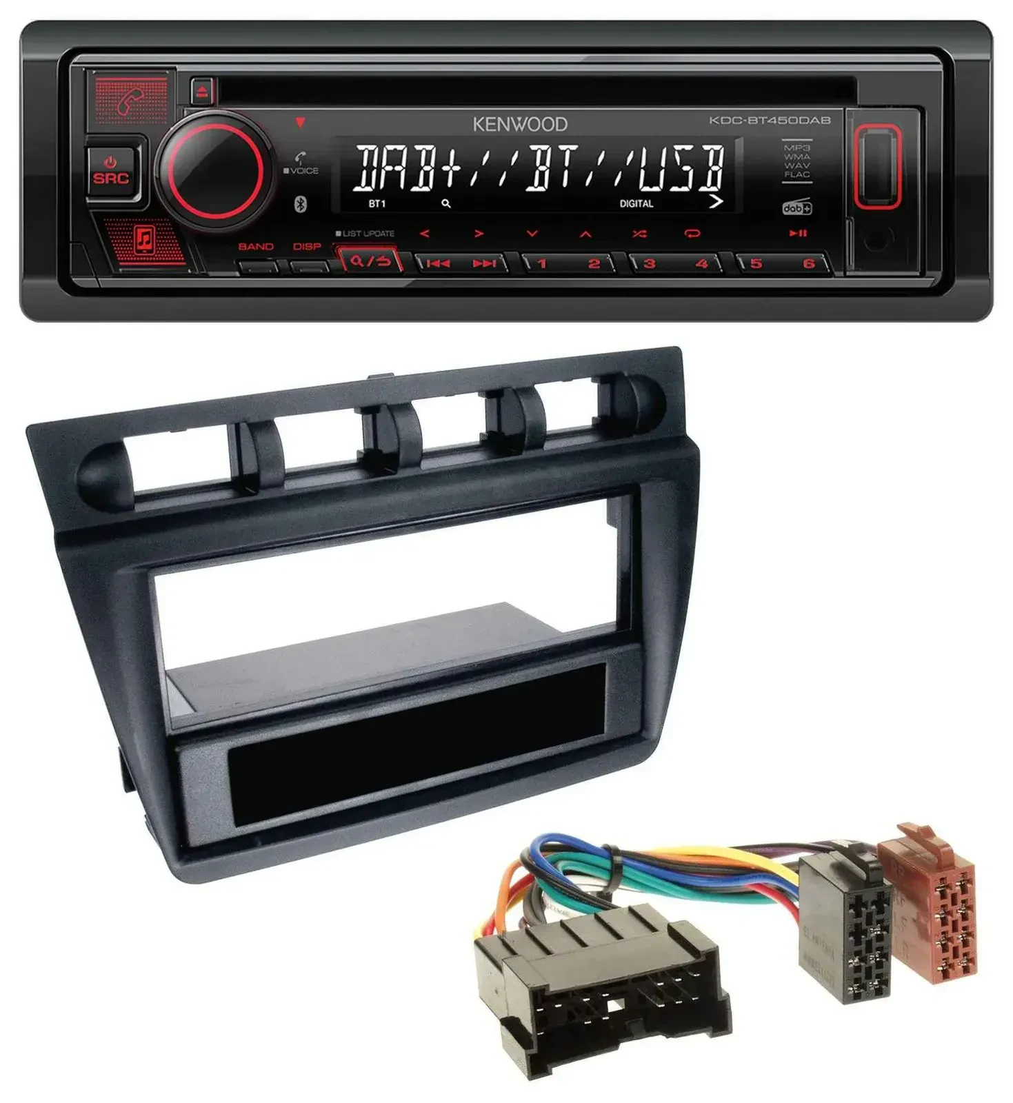 Автомагнитола Kenwood MP3 CD USB Bluetooth DAB для Kia Picanto (с 2006), черный