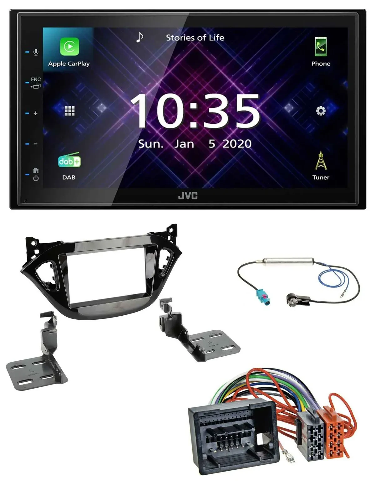 Автомагнитола JVC 2DIN DAB MP3 Bluetooth USB для Opel Adam Corsa E (2017–2019)