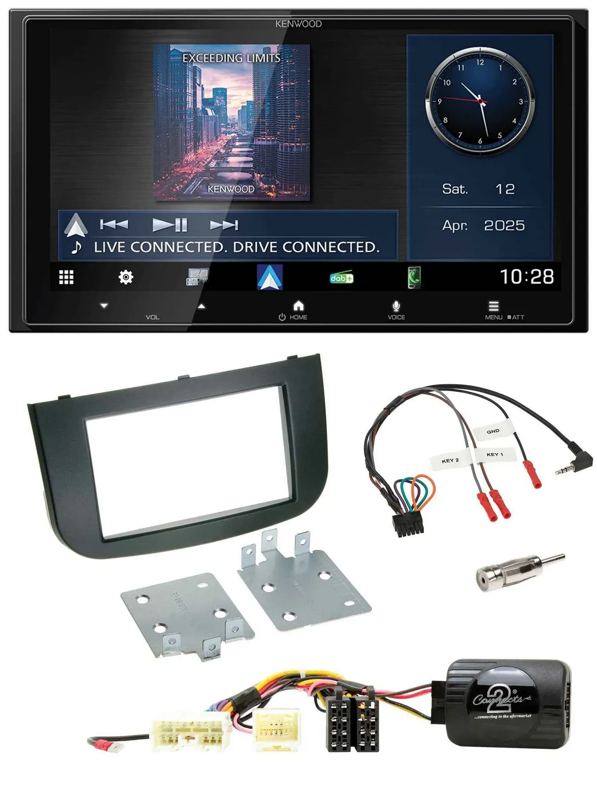 Kenwood Bluetooth 2DIN USB DAB Lenkrad Autoradio für Mitsubishi Colt 2008-2020