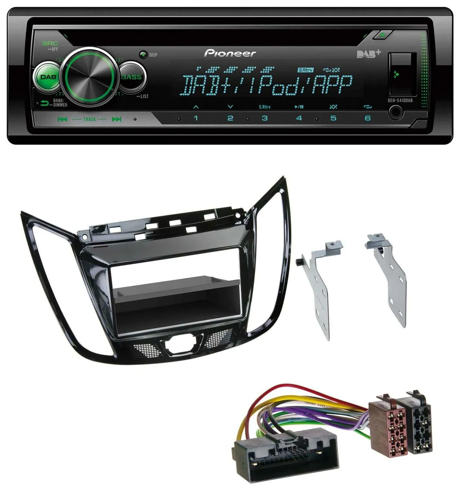 Pioneer USB MP3 DAB AUX CD Autoradio für Ford C-Max Kuga Klavierlack schwarz