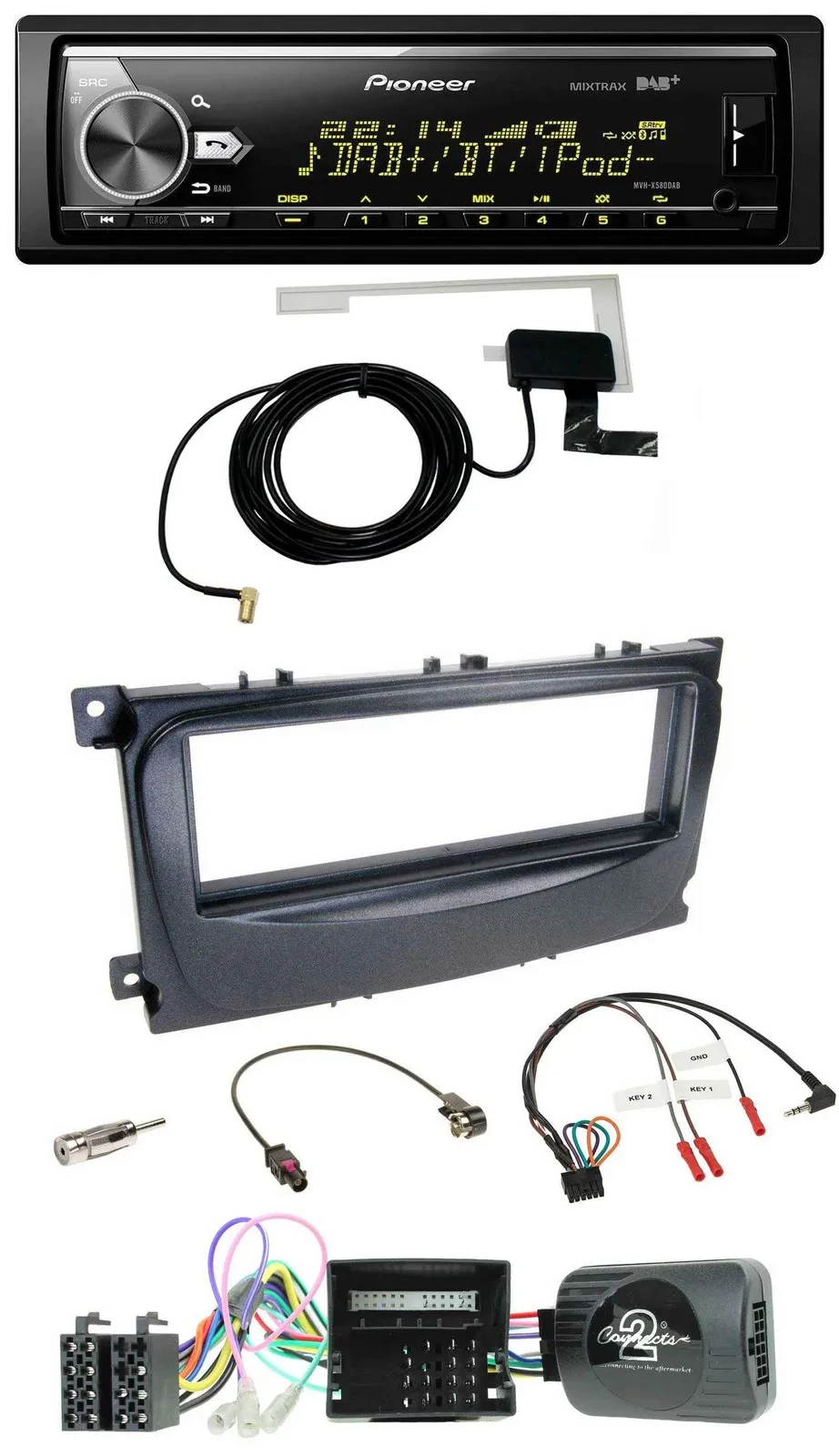Автомагнитола Pioneer Bluetooth DAB USB для Ford C-Max (2007–2010) и Focus, совместима с кнопками на руле, с CAN-шиной