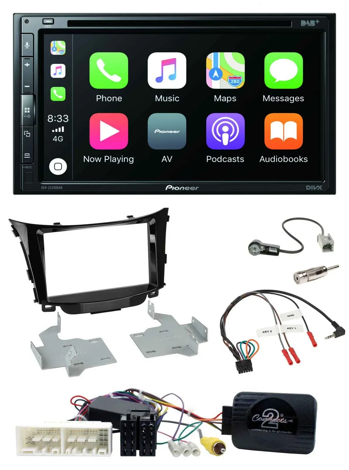 Pioneer DVD 2DIN Lenkrad DAB Bluetooth USB Autoradio für Hyundai I30 ab 2017