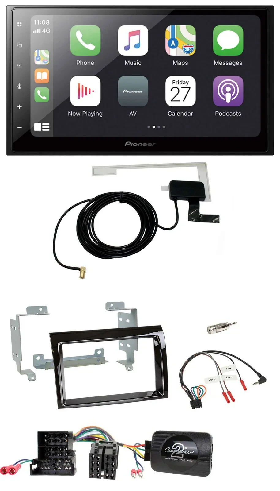 Pioneer USB Lenkrad 2DIN Bluetooth DAB Autoradio für Fiat Peugeot Citroen klavie